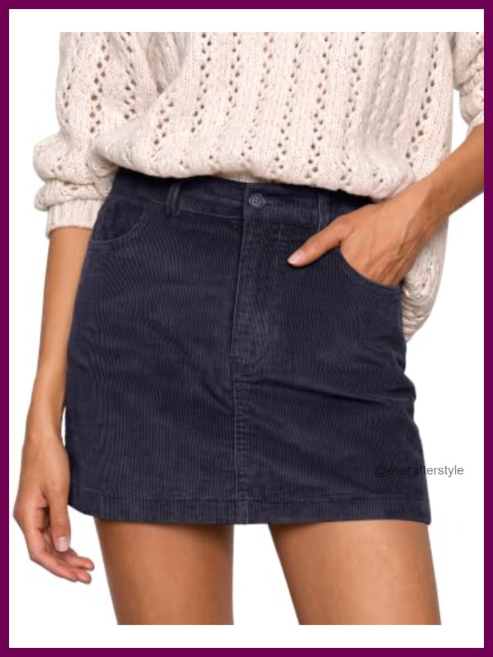 Corduroy Mini Skirt High Waisted Pencil Skirt with Pockets Casual Fall